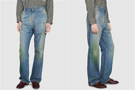 grass stained gucci jeans|Gucci Debuts $1,200 Jeans Designed with Grass Stains Around .